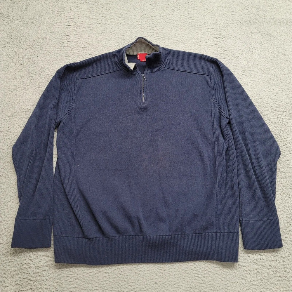 Levis Sweater Mens XL‎ Blue 1/4 Zip Casual Elastic Waist Stretch Long Sleeve